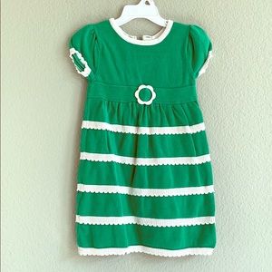 Gymboree green and white knit dress. 4T
